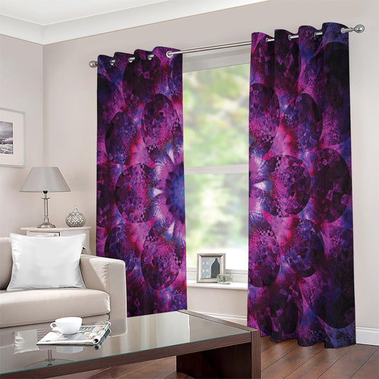Purple Mandala Flower Print Extra Wide Grommet Curtains