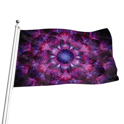 Purple Mandala Flower Print Flag