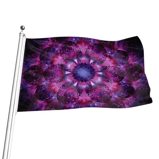 Purple Mandala Flower Print Flag