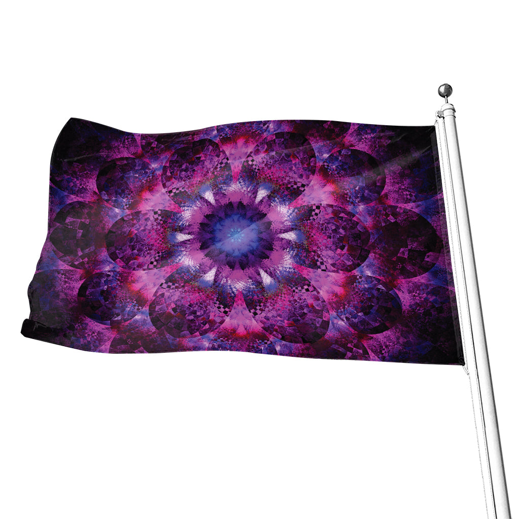 Purple Mandala Flower Print Flag