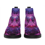 Purple Mandala Flower Print Flat Ankle Boots