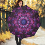 Purple Mandala Flower Print Foldable Umbrella