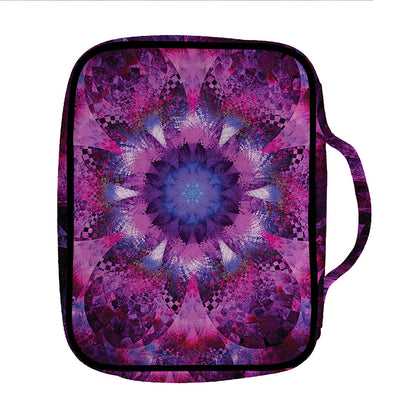 Purple Mandala Flower Print Front Pocket Bible Bag