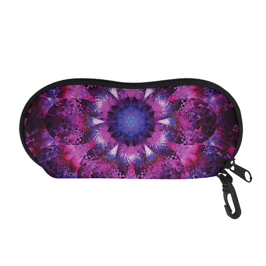 Purple Mandala Flower Print Glasses Case