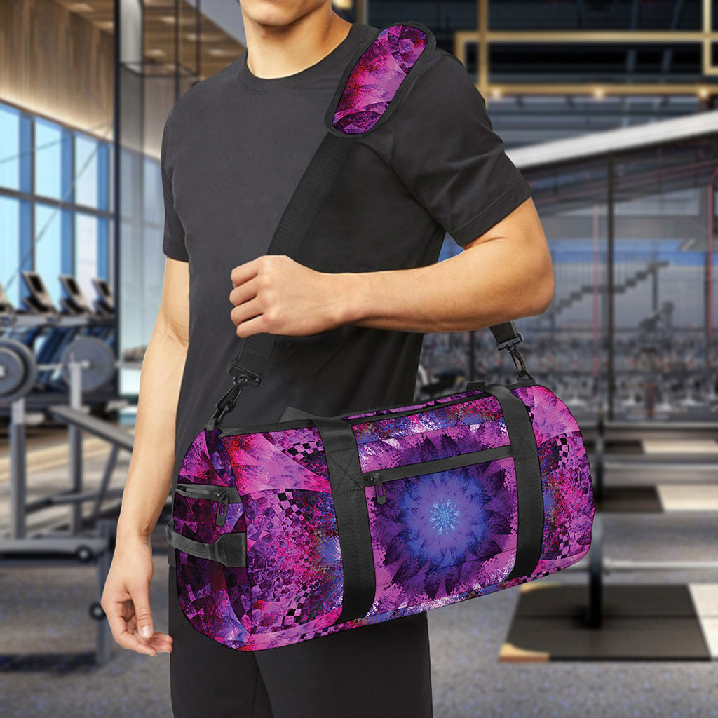 Purple Mandala Flower Print Gym Bag