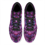 Purple Mandala Flower Print High Top Leather Sneakers