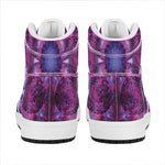Purple Mandala Flower Print High Top Leather Sneakers