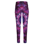 Purple Mandala Flower Print High-Waisted Pocket Leggings