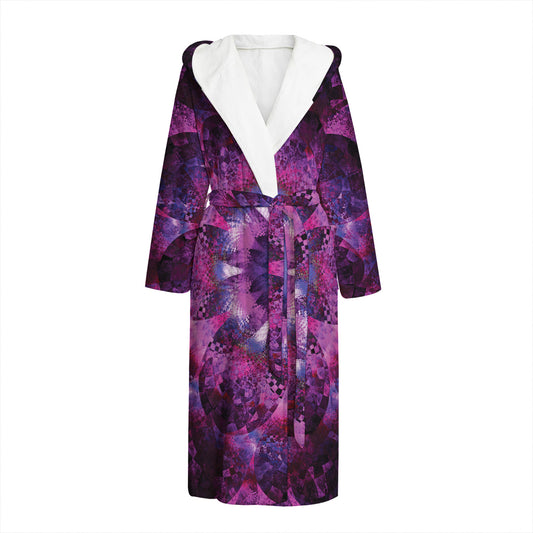 Purple Mandala Flower Print Hooded Bathrobe