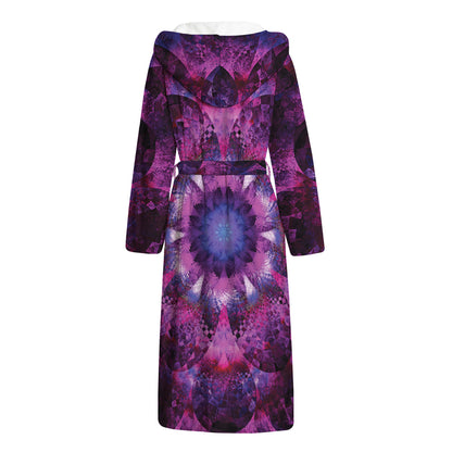 Purple Mandala Flower Print Hooded Bathrobe
