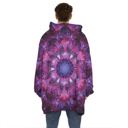 Purple Mandala Flower Print Hoodie Blanket