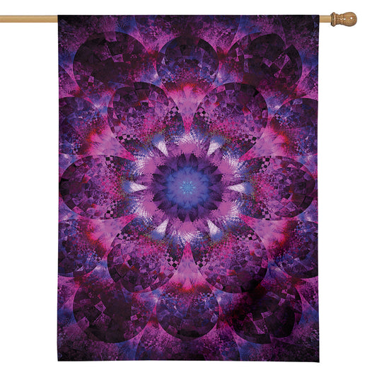 Purple Mandala Flower Print House Flag