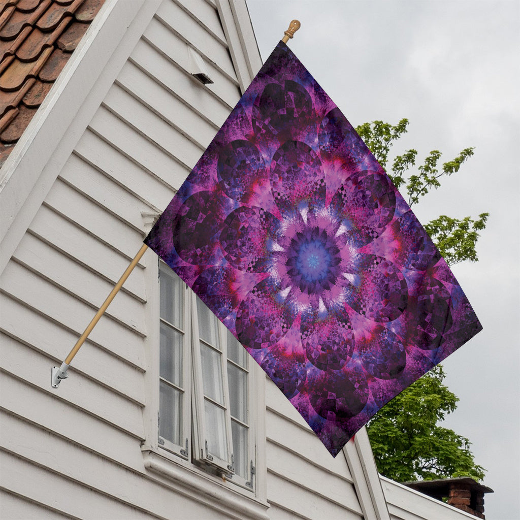 Purple Mandala Flower Print House Flag