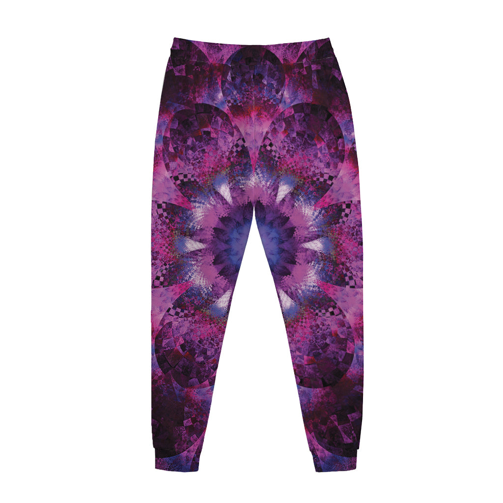 Purple Mandala Flower Print Jogger Pants