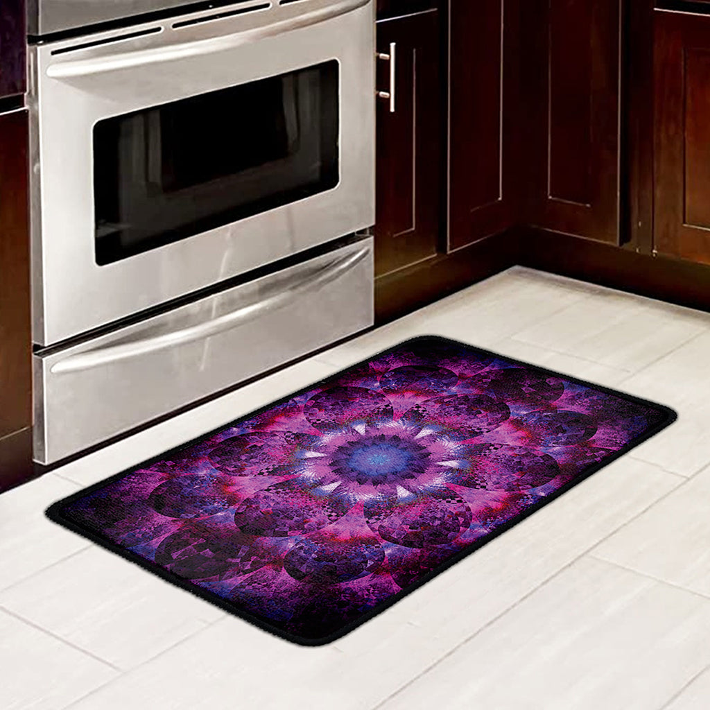 Purple Mandala Flower Print Kitchen Mat