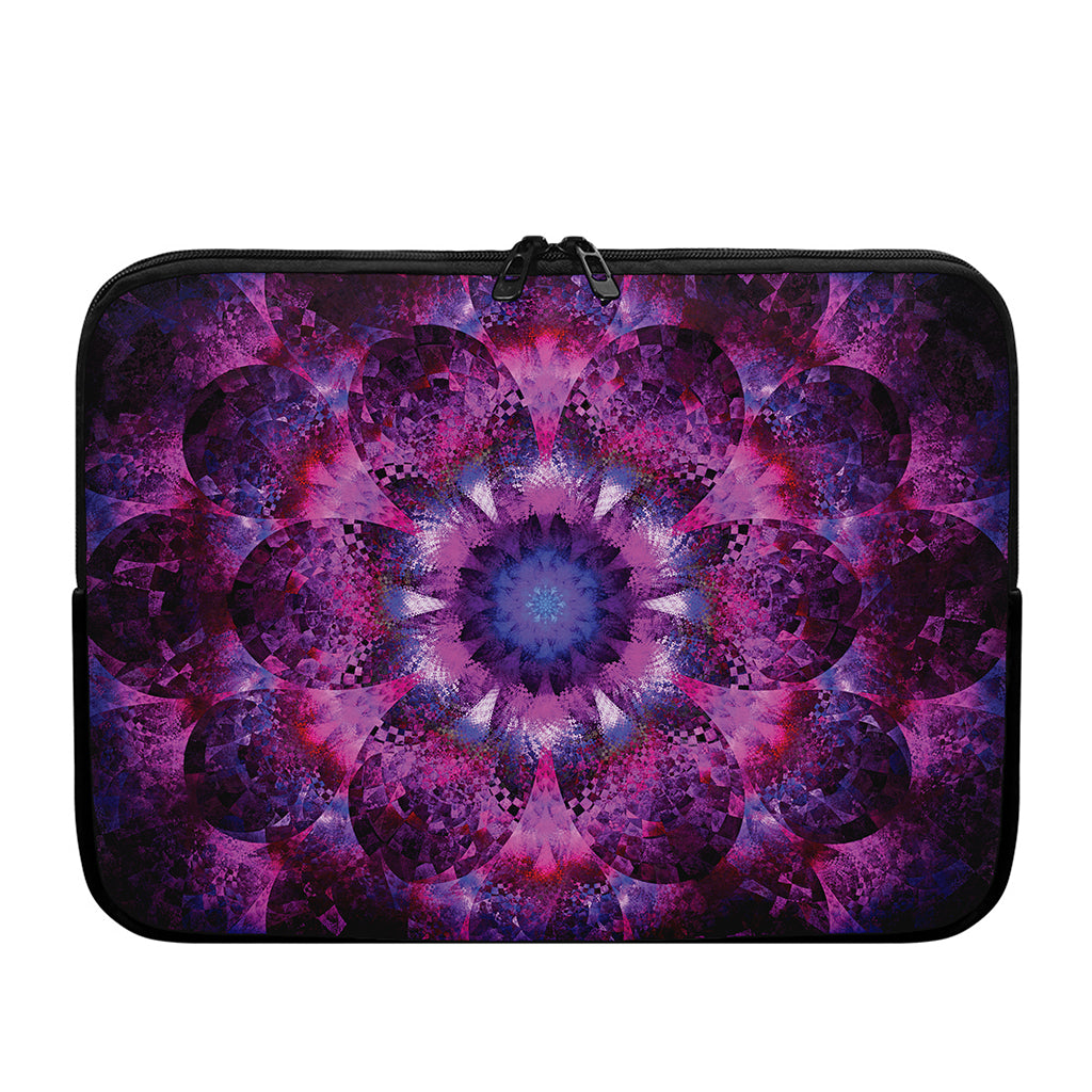 Purple Mandala Flower Print Laptop Sleeve