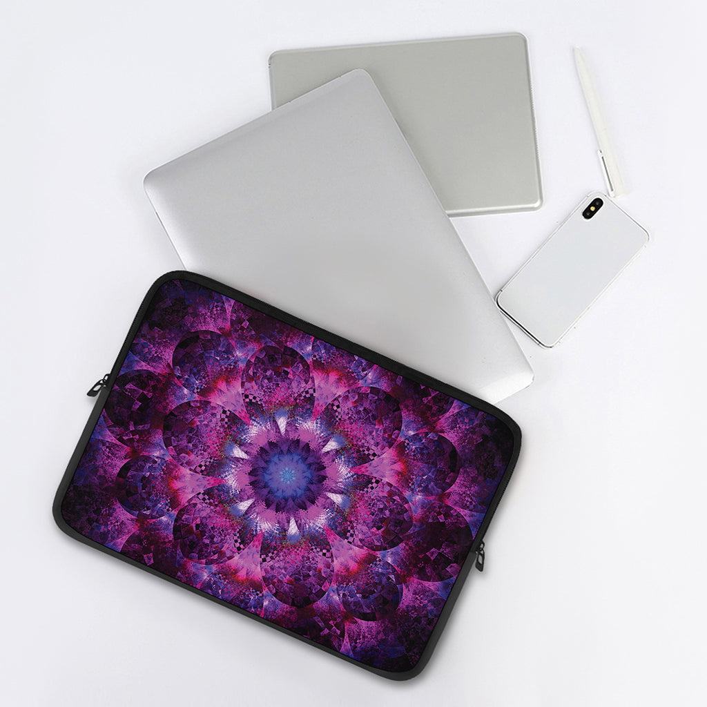 Purple Mandala Flower Print Laptop Sleeve