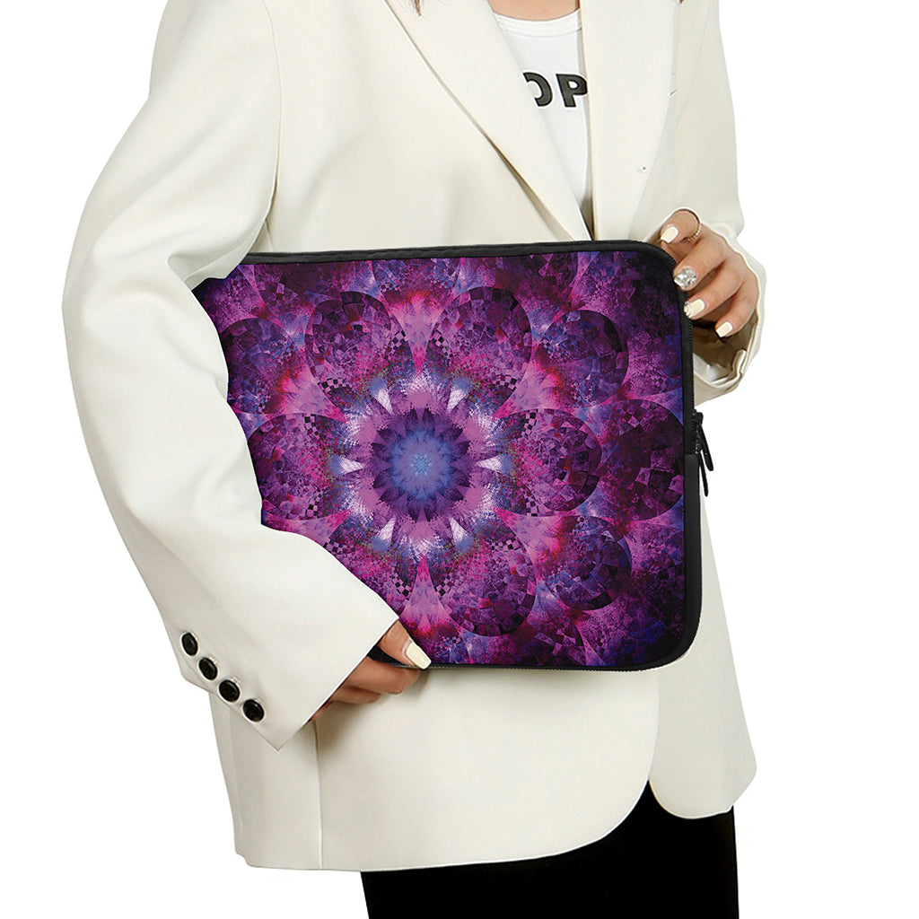 Purple Mandala Flower Print Laptop Sleeve