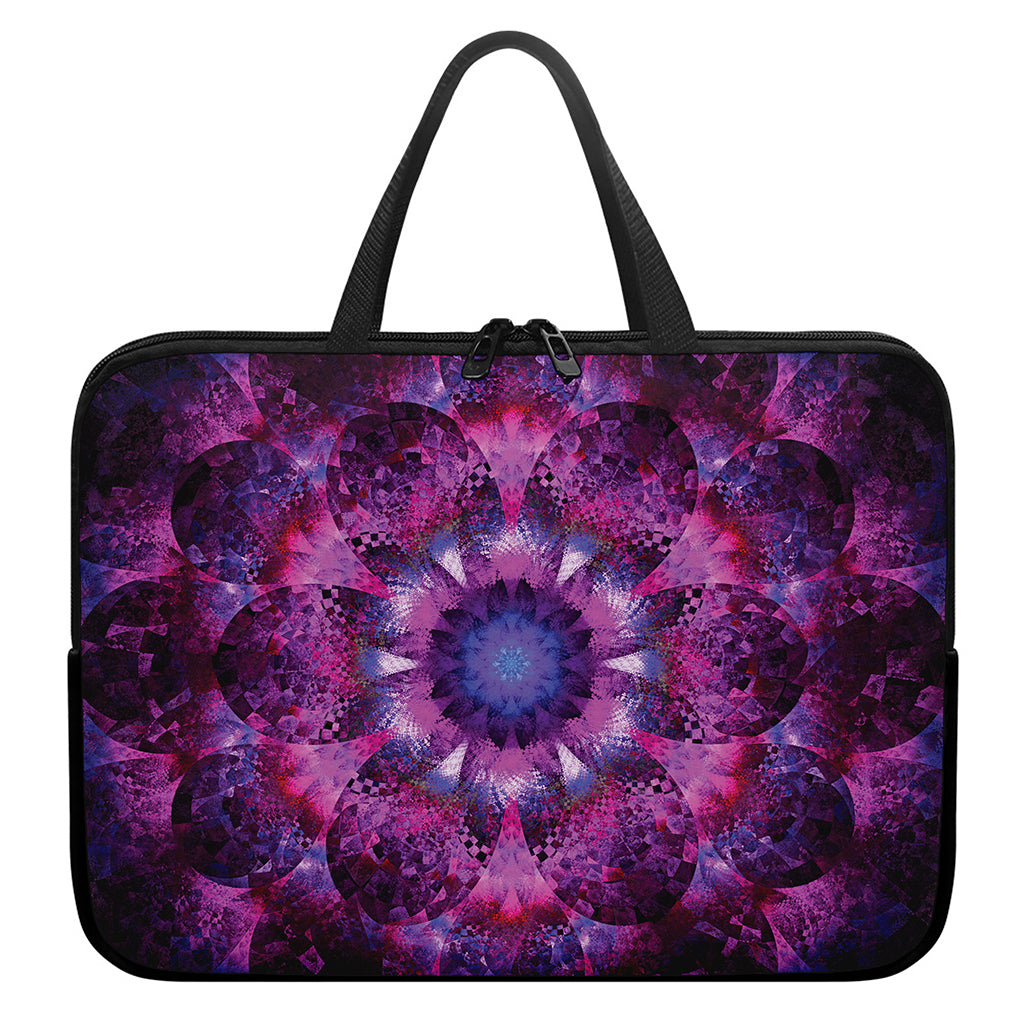Purple Mandala Flower Print Laptop Sleeve With Handle