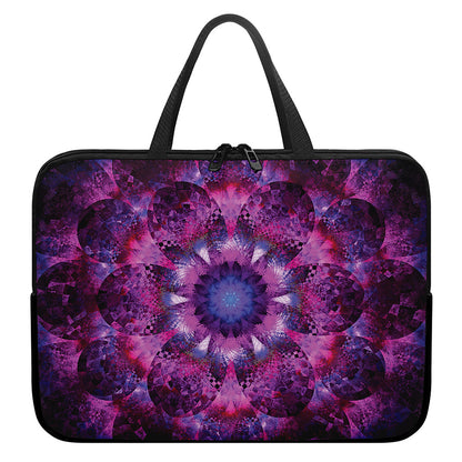 Purple Mandala Flower Print Laptop Sleeve With Handle