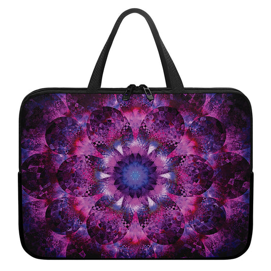 Purple Mandala Flower Print Laptop Sleeve With Handle