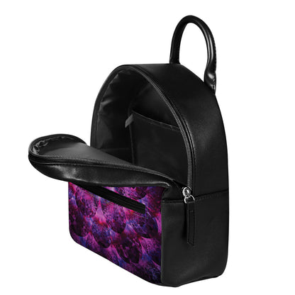 Purple Mandala Flower Print Leather Backpack