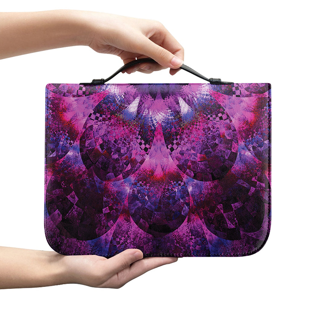 Purple Mandala Flower Print Leather Bible Cover