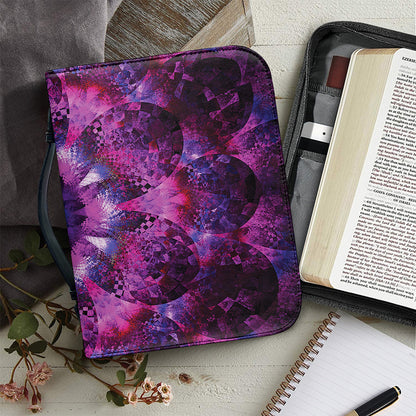 Purple Mandala Flower Print Leather Bible Cover