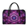 Purple Mandala Flower Print Leather Duffel Bag