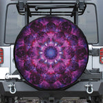 Purple Mandala Flower Print Leather Spare Tire Cover