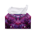 Purple Mandala Flower Print Leather Tissue Box Cover