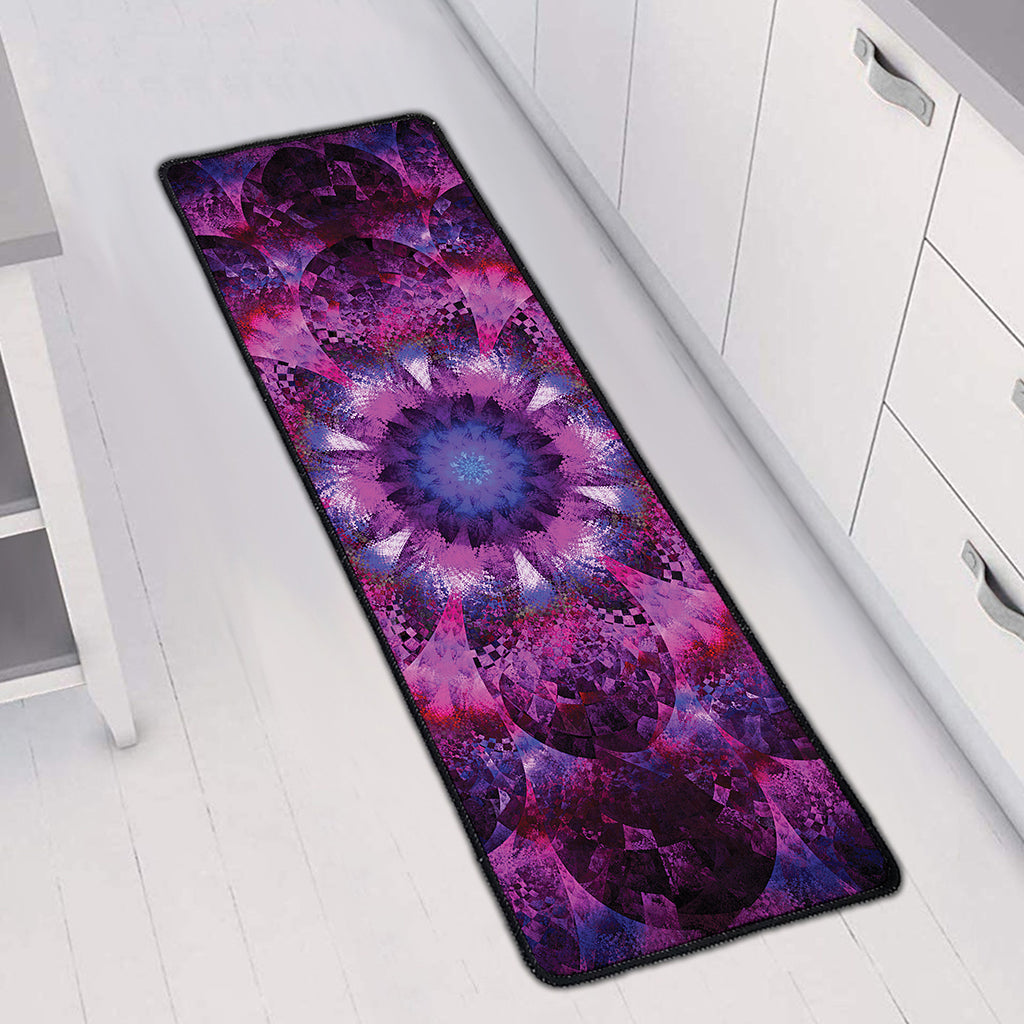 Purple Mandala Flower Print Long Kitchen Mat