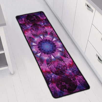 Purple Mandala Flower Print Long Kitchen Mat