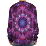 Purple Mandala Flower Print Long Sleeve Baseball Jersey