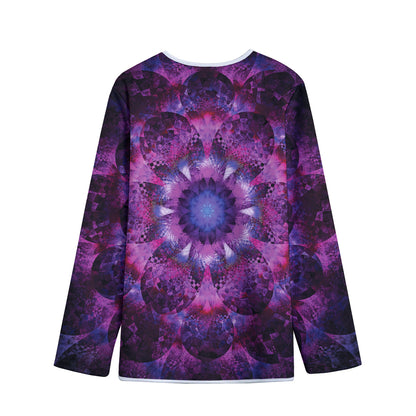 Purple Mandala Flower Print Long Sleeve Short Coat