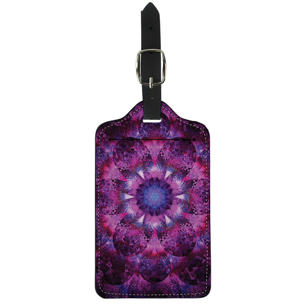 Purple Mandala Flower Print Luggage Tag