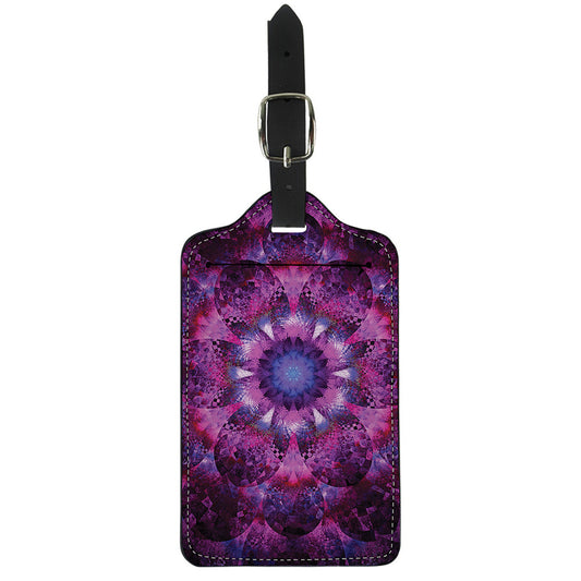 Purple Mandala Flower Print Luggage Tag