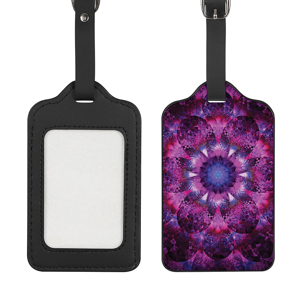 Purple Mandala Flower Print Luggage Tag