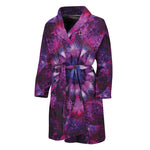 Purple Mandala Flower Print Men's Bathrobe