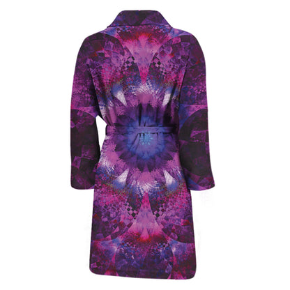 Purple Mandala Flower Print Men's Bathrobe
