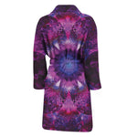 Purple Mandala Flower Print Men's Bathrobe