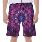 Purple Mandala Flower Print Men's Beach Shorts