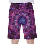 Purple Mandala Flower Print Men's Beach Shorts