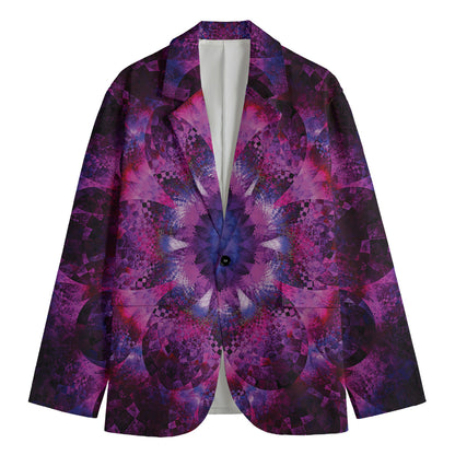 Purple Mandala Flower Print Men's Blazer