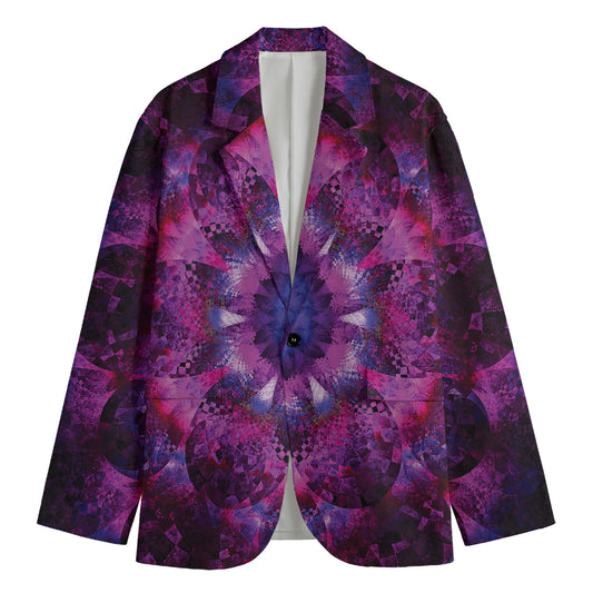 Purple Mandala Flower Print Men's Blazer