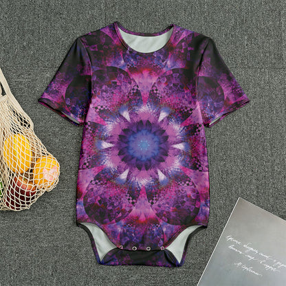 Purple Mandala Flower Print Men's Bodysuit