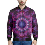 Purple Mandala Flower Print Men's Bomber Jacket