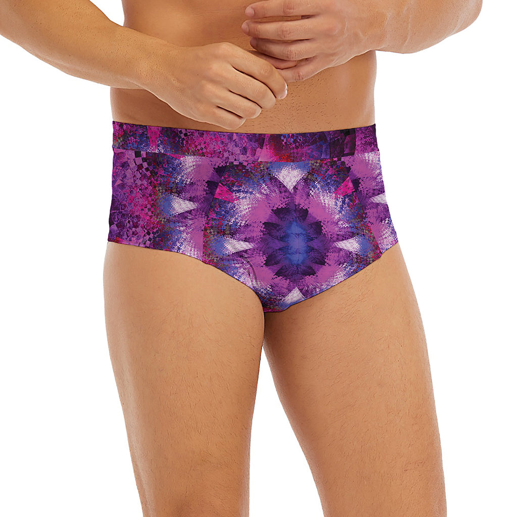 Purple Mandala Flower Print Men's Briefs