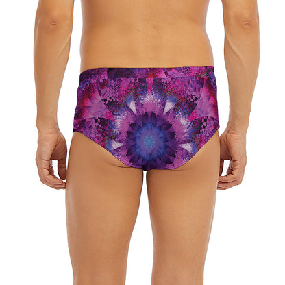 Purple Mandala Flower Print Men's Briefs