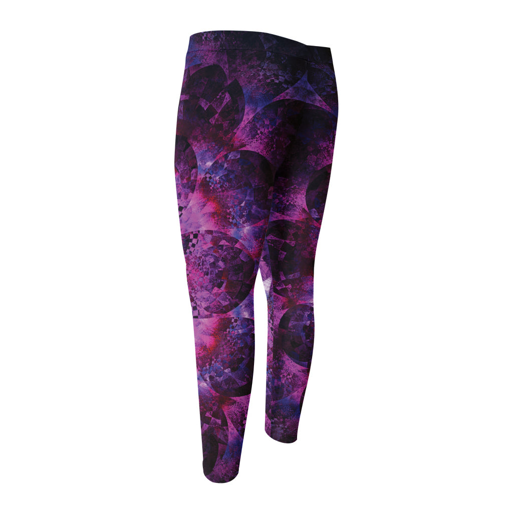 Purple Mandala Flower Print Men's Compression Pants